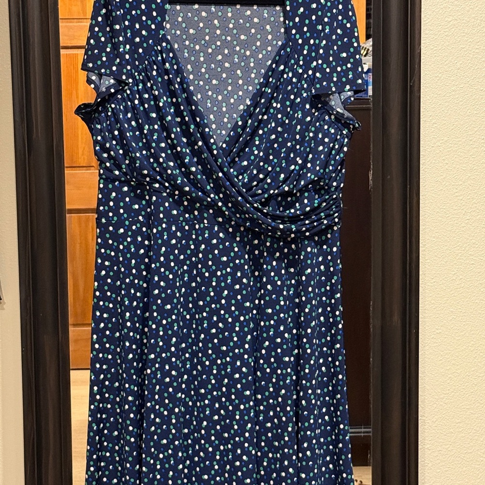 Leota Navy Blue Polka Dot Maxi Dress